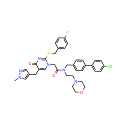 Cn1cc(Cc2cn(CC(=O)N(CCN3CCOCC3)Cc3ccc(-c4ccc(Cl)cc4)cc3)c(SCc3ccc(F)cc3)nc2=O)cn1 ZINC000026578200