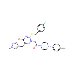 Cn1cc(Cc2cn(CC(=O)N3CCN(c4ccc(Br)cc4)CC3)c(SCc3ccc(F)cc3)nc2=O)cn1 ZINC000029561685