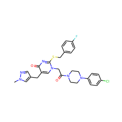 Cn1cc(Cc2cn(CC(=O)N3CCN(c4ccc(Cl)cc4)CC3)c(SCc3ccc(F)cc3)nc2=O)cn1 ZINC000029558206