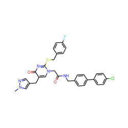 Cn1cc(Cc2cn(CC(=O)NCc3ccc(-c4ccc(Cl)cc4)cc3)c(SCc3ccc(F)cc3)nc2=O)cn1 ZINC000027635702