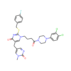 Cn1cc(Cc2cn(CCCC(=O)N3CCN(c4ccc(Cl)c(Cl)c4)CC3)c(SCc3ccc(F)cc3)nc2=O)cnc1=O ZINC000029561590