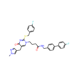 Cn1cc(Cc2cn(CCCC(=O)NCc3ccc(-c4ccc(F)cc4)cc3)c(SCc3ccc(F)cc3)nc2=O)cn1 ZINC000027628432