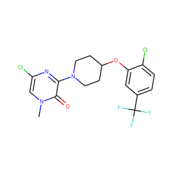 Cn1cc(Cl)nc(N2CCC(Oc3cc(C(F)(F)F)ccc3Cl)CC2)c1=O ZINC000072317671