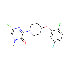 Cn1cc(Cl)nc(N2CCC(Oc3cc(F)ccc3Cl)CC2)c1=O ZINC000072317670