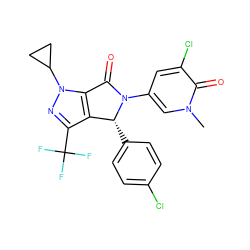 Cn1cc(N2C(=O)c3c(c(C(F)(F)F)nn3C3CC3)[C@H]2c2ccc(Cl)cc2)cc(Cl)c1=O ZINC000220443229