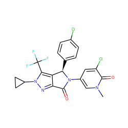 Cn1cc(N2C(=O)c3nn(C4CC4)c(C(F)(F)F)c3[C@H]2c2ccc(Cl)cc2)cc(Cl)c1=O ZINC000220420732