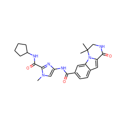 Cn1cc(NC(=O)c2ccc3cc4n(c3c2)C(C)(C)CNC4=O)nc1C(=O)NC1CCCC1 ZINC000073220974