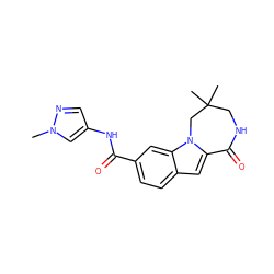 Cn1cc(NC(=O)c2ccc3cc4n(c3c2)CC(C)(C)CNC4=O)cn1 ZINC000147852612