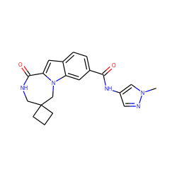 Cn1cc(NC(=O)c2ccc3cc4n(c3c2)CC2(CCC2)CNC4=O)cn1 ZINC000218242716