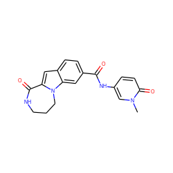 Cn1cc(NC(=O)c2ccc3cc4n(c3c2)CCCNC4=O)ccc1=O ZINC000147841203