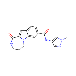 Cn1cc(NC(=O)c2ccc3cc4n(c3c2)CCCNC4=O)cn1 ZINC000073220358