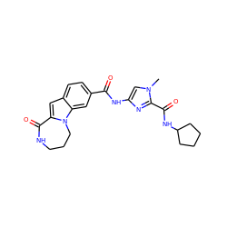 Cn1cc(NC(=O)c2ccc3cc4n(c3c2)CCCNC4=O)nc1C(=O)NC1CCCC1 ZINC000218319731