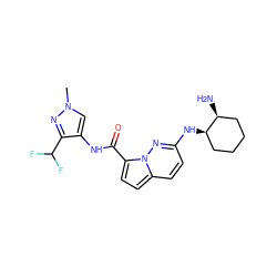 Cn1cc(NC(=O)c2ccc3ccc(N[C@@H]4CCCC[C@@H]4N)nn23)c(C(F)F)n1 ZINC000473166780