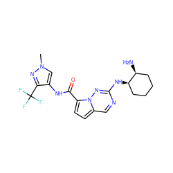 Cn1cc(NC(=O)c2ccc3cnc(N[C@@H]4CCCC[C@@H]4N)nn23)c(C(F)(F)F)n1 ZINC000473170056