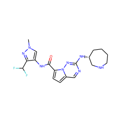 Cn1cc(NC(=O)c2ccc3cnc(N[C@@H]4CCCCNC4)nn23)c(C(F)F)n1 ZINC000473154910