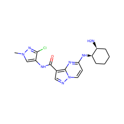 Cn1cc(NC(=O)c2cnn3ccc(N[C@@H]4CCCC[C@@H]4N)nc23)c(Cl)n1 ZINC000473157258