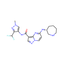 Cn1cc(NC(=O)c2cnn3ccc(N[C@@H]4CCCCNC4)nc23)c(C(F)F)n1 ZINC000473156098