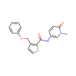 Cn1cc(NC(=O)c2occc2COc2ccccc2)ccc1=O ZINC000084314490