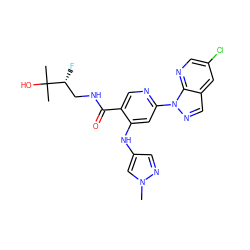 Cn1cc(Nc2cc(-n3ncc4cc(Cl)cnc43)ncc2C(=O)NC[C@@H](F)C(C)(C)O)cn1 ZINC001772630401