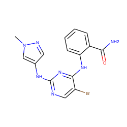 Cn1cc(Nc2ncc(Br)c(Nc3ccccc3C(N)=O)n2)cn1 ZINC000063540041