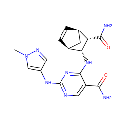 Cn1cc(Nc2ncc(C(N)=O)c(N[C@H]3[C@@H](C(N)=O)[C@@H]4C=C[C@H]3C4)n2)cn1 ZINC000084688247