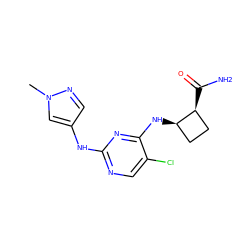 Cn1cc(Nc2ncc(Cl)c(N[C@@H]3CC[C@@H]3C(N)=O)n2)cn1 ZINC000084687163