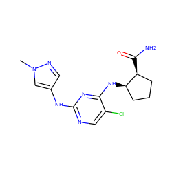 Cn1cc(Nc2ncc(Cl)c(N[C@@H]3CCC[C@@H]3C(N)=O)n2)cn1 ZINC000084688438