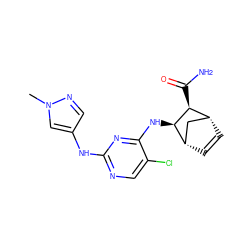 Cn1cc(Nc2ncc(Cl)c(N[C@H]3[C@@H](C(N)=O)[C@@H]4C=C[C@H]3C4)n2)cn1 ZINC000084597549