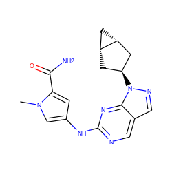 Cn1cc(Nc2ncc3cnn([C@H]4C[C@@H]5C[C@@H]5C4)c3n2)cc1C(N)=O ZINC000101500484