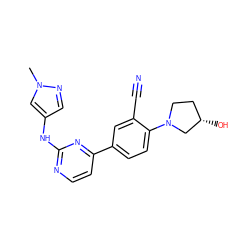 Cn1cc(Nc2nccc(-c3ccc(N4CC[C@H](O)C4)c(C#N)c3)n2)cn1 ZINC000113883596