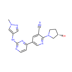 Cn1cc(Nc2nccc(-c3cnc(N4CC[C@H](O)C4)c(C#N)c3)n2)cn1 ZINC000221299065