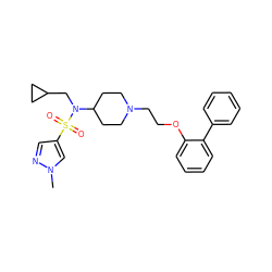 Cn1cc(S(=O)(=O)N(CC2CC2)C2CCN(CCOc3ccccc3-c3ccccc3)CC2)cn1 ZINC000653782716