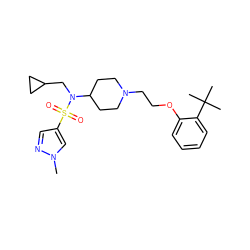 Cn1cc(S(=O)(=O)N(CC2CC2)C2CCN(CCOc3ccccc3C(C)(C)C)CC2)cn1 ZINC000653781581