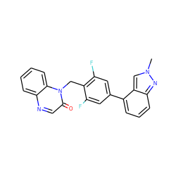 Cn1cc2c(-c3cc(F)c(Cn4c(=O)cnc5ccccc54)c(F)c3)cccc2n1 ZINC000220765816