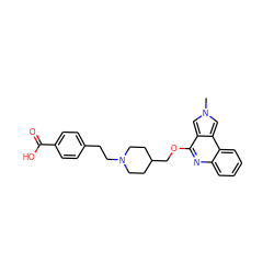 Cn1cc2c(OCC3CCN(CCc4ccc(C(=O)O)cc4)CC3)nc3ccccc3c2c1 ZINC000068199248