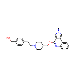 Cn1cc2c(OCC3CCN(CCc4ccc(CO)cc4)CC3)nc3ccccc3c2c1 ZINC000095579274