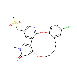 Cn1cc2c(cc1=O)OCCCCc1cc(Cl)ccc1Oc1ncc(CS(C)(=O)=O)cc1-2 ZINC001772575370