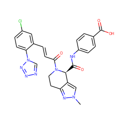 Cn1cc2c(n1)CCN(C(=O)/C=C/c1cc(Cl)ccc1-n1cnnn1)[C@H]2C(=O)Nc1ccc(C(=O)O)cc1 ZINC000145839673