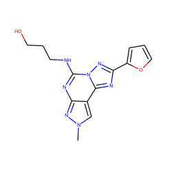 Cn1cc2c(nc(NCCCO)n3nc(-c4ccco4)nc23)n1 ZINC000095580312