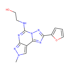 Cn1cc2c(nc(NCCO)n3nc(-c4ccco4)nc23)n1 ZINC000095574440