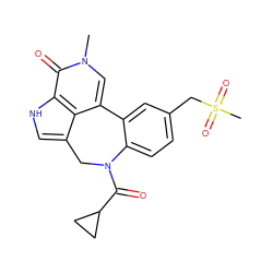 Cn1cc2c3c(c[nH]c3c1=O)CN(C(=O)C1CC1)c1ccc(CS(C)(=O)=O)cc1-2 ZINC000218373075