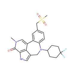 Cn1cc2c3c(c[nH]c3c1=O)CN(C1CCC(F)(F)CC1)c1ccc(CS(C)(=O)=O)cc1-2 ZINC000218441529