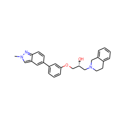 Cn1cc2cc(-c3cccc(OC[C@H](O)CN4CCc5ccccc5C4)c3)ccc2n1 ZINC000219726675