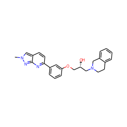 Cn1cc2ccc(-c3cccc(OC[C@H](O)CN4CCc5ccccc5C4)c3)nc2n1 ZINC000218395753