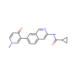 Cn1ccc(=O)c(-c2ccc3cc(NC(=O)C4CC4)ncc3c2)c1 ZINC000144313499