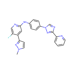 Cn1ccc(-c2cc(Nc3ccc(-n4cnc(-c5ccccn5)n4)cc3)ncc2F)n1 ZINC000071341946