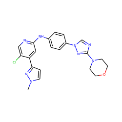 Cn1ccc(-c2cc(Nc3ccc(-n4cnc(N5CCOCC5)n4)cc3)ncc2Cl)n1 ZINC000071331038