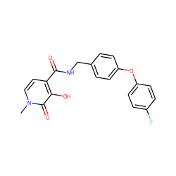 Cn1ccc(C(=O)NCc2ccc(Oc3ccc(F)cc3)cc2)c(O)c1=O ZINC000142314117