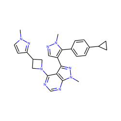 Cn1ccc(C2CN(c3ncnc4c3c(-c3cnn(C)c3-c3ccc(C5CC5)cc3)nn4C)C2)n1 ZINC000169706104