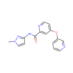 Cn1ccc(NC(=O)c2cc(Oc3cccnc3)ccn2)n1 ZINC000167432954